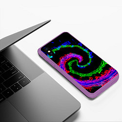 Чехол iPhone XS Max матовый Тай-дай электро, цвет: 3D-фиолетовый — фото 2