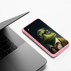 Чехол iPhone XS Max матовый Лягушка Пепе в очках, цвет: 3D-баблгам — фото 2
