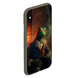 Чехол iPhone XS Max матовый Пепе босс, цвет: 3D-темно-зеленый — фото 2