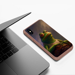 Чехол iPhone XS Max матовый Натуральная лягушка Пепе, цвет: 3D-коричневый — фото 2