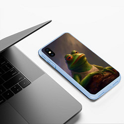 Чехол iPhone XS Max матовый Натуральная лягушка Пепе, цвет: 3D-голубой — фото 2