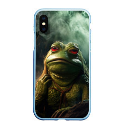 Чехол iPhone XS Max матовый Большая жаба Пепе, цвет: 3D-голубой