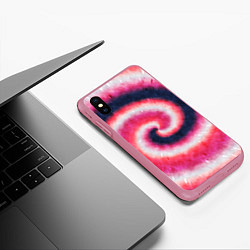 Чехол iPhone XS Max матовый Tie-Dye дизайн, цвет: 3D-малиновый — фото 2