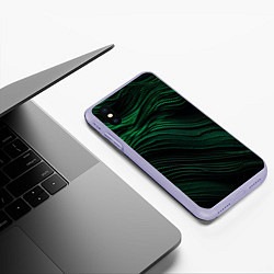 Чехол iPhone XS Max матовый Dark green texture, цвет: 3D-светло-сиреневый — фото 2