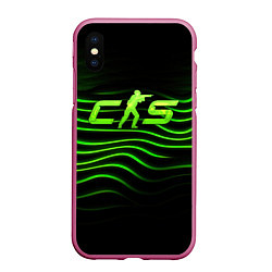 Чехол iPhone XS Max матовый CS2 green logo, цвет: 3D-малиновый
