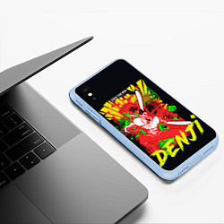 Чехол iPhone XS Max матовый Человек-бензопила - поп арт, цвет: 3D-голубой — фото 2