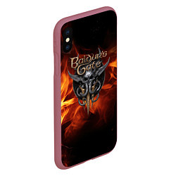 Чехол iPhone XS Max матовый Baldurs Gate 3 fire logo, цвет: 3D-малиновый — фото 2