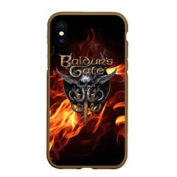 Чехол iPhone XS Max матовый Baldurs Gate 3 fire, цвет: 3D-коричневый