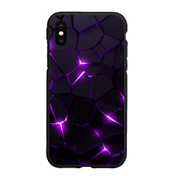 Чехол iPhone XS Max матовый Неоновые плиты с фиолетовым свечением, цвет: 3D-черный