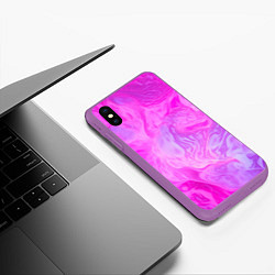 Чехол iPhone XS Max матовый Розовая текстура, цвет: 3D-фиолетовый — фото 2