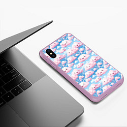 Чехол iPhone XS Max матовый Кавайные милые облока, цвет: 3D-сиреневый — фото 2