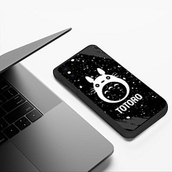 Чехол iPhone XS Max матовый Totoro glitch на темном фоне, цвет: 3D-черный — фото 2
