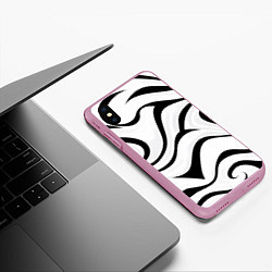 Чехол iPhone XS Max матовый Анималистическая абстракция зебры, цвет: 3D-розовый — фото 2