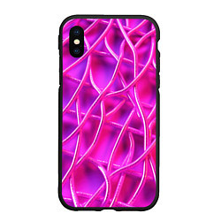 Чехол iPhone XS Max матовый Розовые абстрактные трубочки