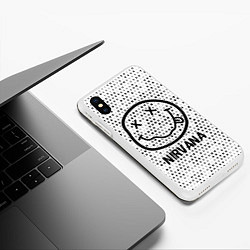 Чехол iPhone XS Max матовый Nirvana glitch на светлом фоне, цвет: 3D-белый — фото 2