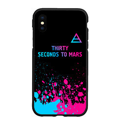 Чехол iPhone XS Max матовый Thirty Seconds to Mars - neon gradient: символ све, цвет: 3D-черный