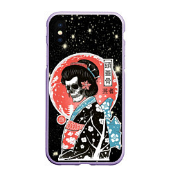 Чехол iPhone XS Max матовый Гейша Японии в кимоно - смерть полнолуние, цвет: 3D-светло-сиреневый