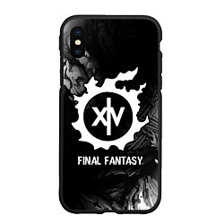 Чехол iPhone XS Max матовый Final Fantasy glitch на темном фоне, цвет: 3D-черный