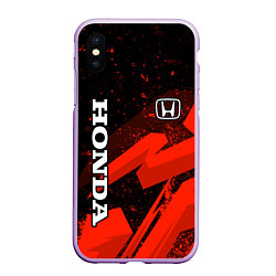 Чехол iPhone XS Max матовый Honda - красная абстракция, цвет: 3D-сиреневый