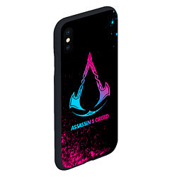 Чехол iPhone XS Max матовый Assassins Creed - neon gradient, цвет: 3D-черный — фото 2