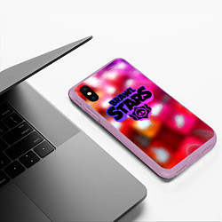 Чехол iPhone XS Max матовый Brawl stars network, цвет: 3D-сиреневый — фото 2