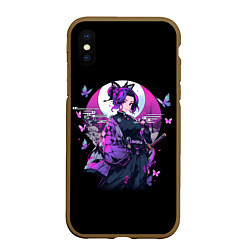 Чехол iPhone XS Max матовый Шинобу - Клинок демонов, цвет: 3D-коричневый