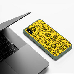 Чехол iPhone XS Max матовый Пиво и аксессуары - жёлтый, цвет: 3D-темно-зеленый — фото 2