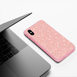 Чехол iPhone XS Max матовый Цветочный паттерн нежный персиковый, цвет: 3D-баблгам — фото 2