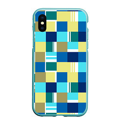 Чехол iPhone XS Max матовый Ретро квадраты, цвет: 3D-мятный