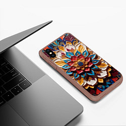 Чехол iPhone XS Max матовый Цветок масляные краски, цвет: 3D-коричневый — фото 2