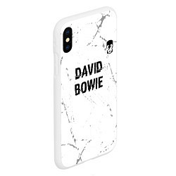 Чехол iPhone XS Max матовый David Bowie glitch на светлом фоне: символ сверху, цвет: 3D-белый — фото 2