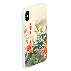 Чехол iPhone XS Max матовый Тигровые лилии - японский стиль, цвет: 3D-белый — фото 2