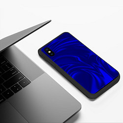 Чехол iPhone XS Max матовый Имитация синий шёлк, цвет: 3D-черный — фото 2