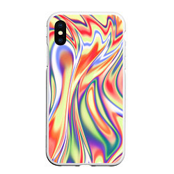 Чехол iPhone XS Max матовый Размытые краски абстракция, цвет: 3D-белый