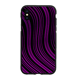 Чехол iPhone XS Max матовый Абстракция фиолетовые линии, цвет: 3D-черный