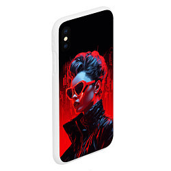 Чехол iPhone XS Max матовый Cyberpunk girl, цвет: 3D-белый — фото 2