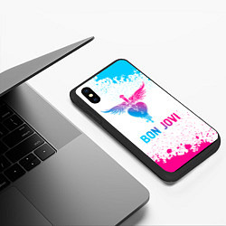 Чехол iPhone XS Max матовый Bon Jovi neon gradient style, цвет: 3D-черный — фото 2