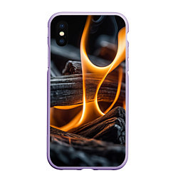 Чехол iPhone XS Max матовый Дрова в костре - нейросеть, цвет: 3D-светло-сиреневый