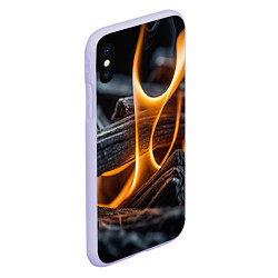 Чехол iPhone XS Max матовый Дрова в костре - нейросеть, цвет: 3D-светло-сиреневый — фото 2