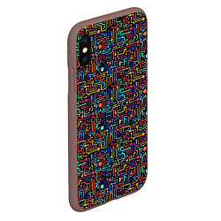 Чехол iPhone XS Max матовый Абстрактные разноцветные линии на черном фоне, цвет: 3D-коричневый — фото 2