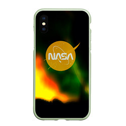 Чехол iPhone XS Max матовый Nasa spacestar, цвет: 3D-салатовый