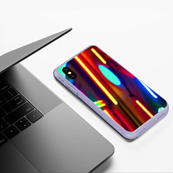 Чехол iPhone XS Max матовый Абстрактная неоновая композиция, цвет: 3D-светло-сиреневый — фото 2