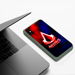 Чехол iPhone XS Max матовый Assassins Creed fire, цвет: 3D-темно-зеленый — фото 2