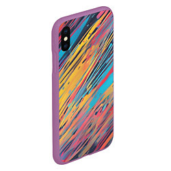 Чехол iPhone XS Max матовый Разноцветные брызги жёлтые и голубые, цвет: 3D-фиолетовый — фото 2