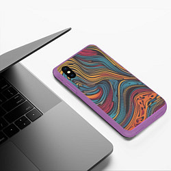 Чехол iPhone XS Max матовый Осенний узор, цвет: 3D-фиолетовый — фото 2