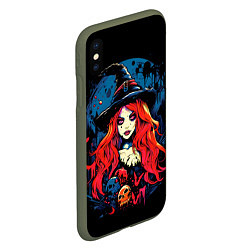Чехол iPhone XS Max матовый Ведьма с красными волосами, цвет: 3D-темно-зеленый — фото 2