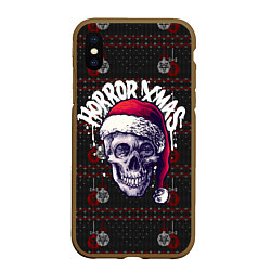 Чехол iPhone XS Max матовый Horror xmas, цвет: 3D-коричневый