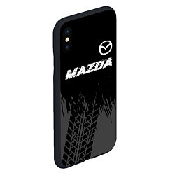 Чехол iPhone XS Max матовый Mazda speed на темном фоне со следами шин: символ, цвет: 3D-черный — фото 2