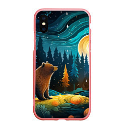 Чехол iPhone XS Max матовый Хозяин тайги: медведь в лесу, цвет: 3D-баблгам