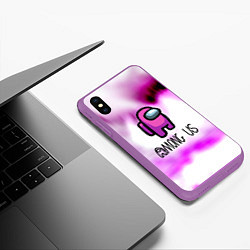 Чехол iPhone XS Max матовый Among us game pink, цвет: 3D-фиолетовый — фото 2